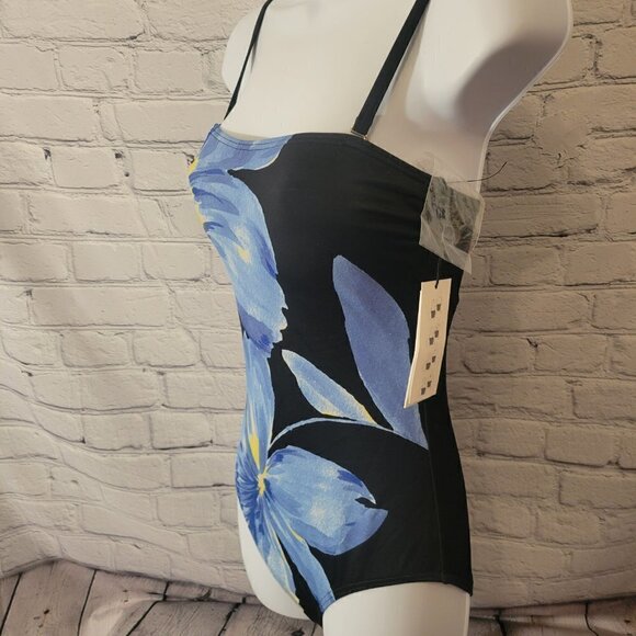 Calvin Klein Floral-Print Strapless Tummy-Control One-Piece Swimsuit - Picture 2 of 6